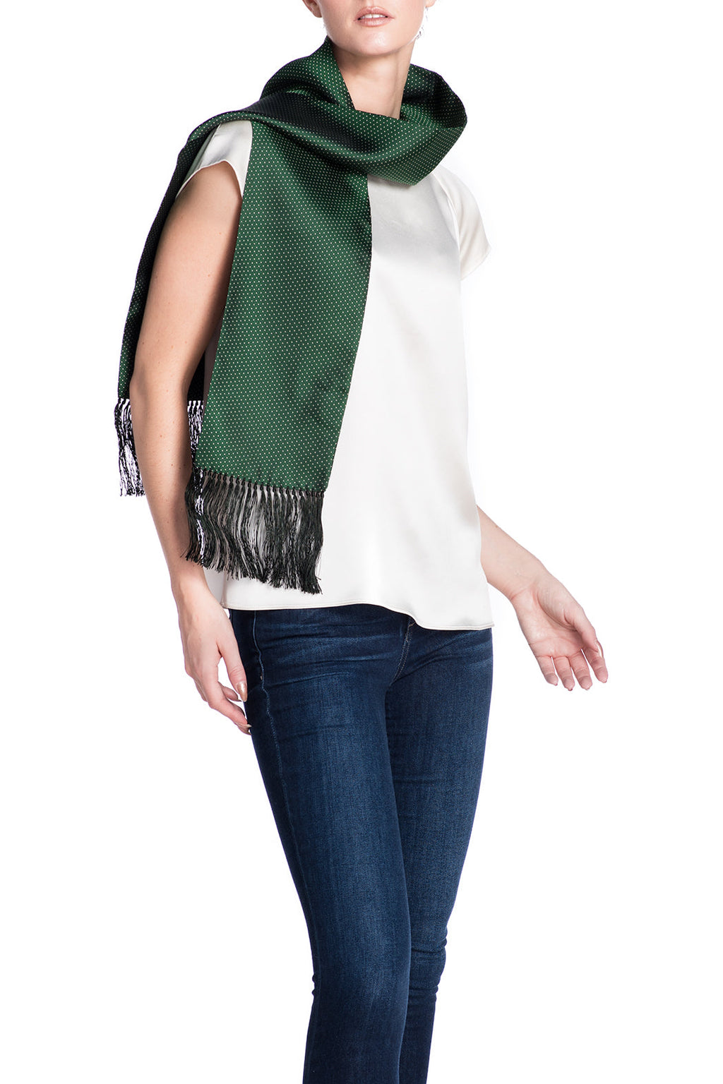 JANE CARR Jacquard Micro Dot Scarf-Scarves-Wardrobe Apparel