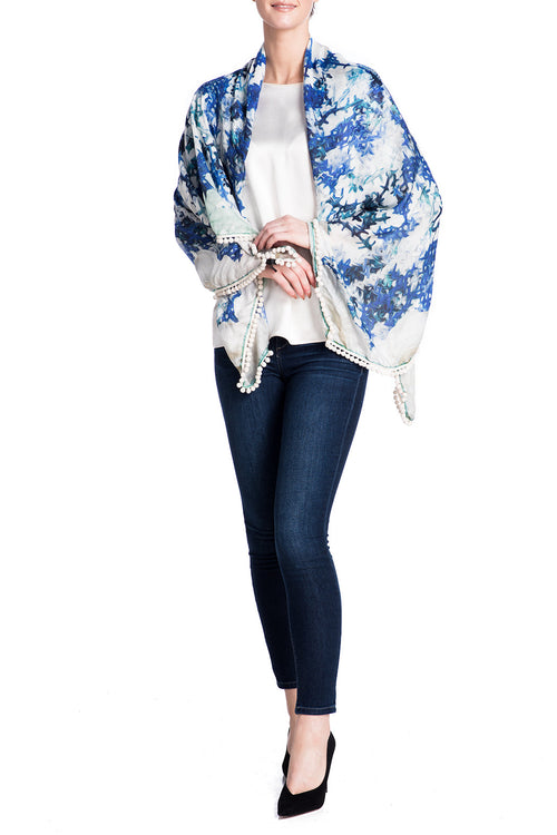 Blue Tassel Scarf