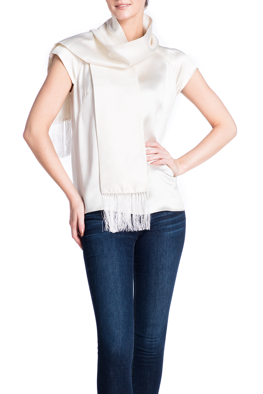 JANE CARR Jacquard Micro Dot Scarf-Scarves-Wardrobe Apparel